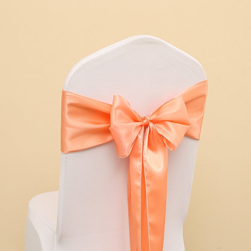 Kėdės uždangalas su kaspinu ir gėlių akcentu vestuvėms, poliesteris, viešbučio stilius