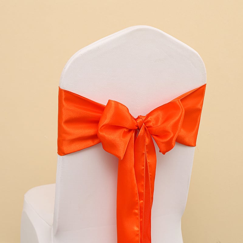 Kėdės uždangalas su kaspinu ir gėlių akcentu vestuvėms, poliesteris, viešbučio stilius