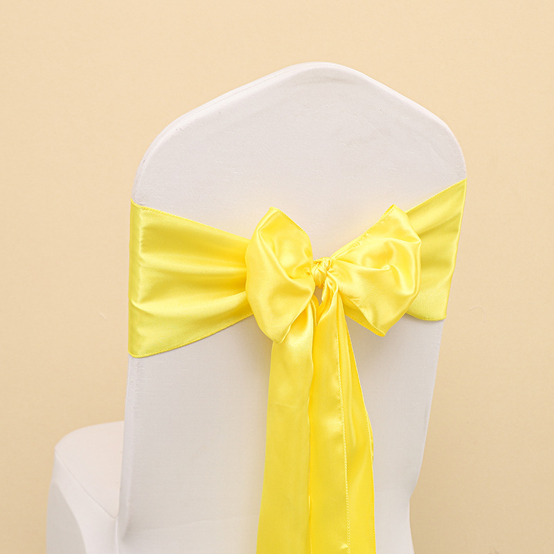 Kėdės uždangalas su kaspinu ir gėlių akcentu vestuvėms, poliesteris, viešbučio stilius