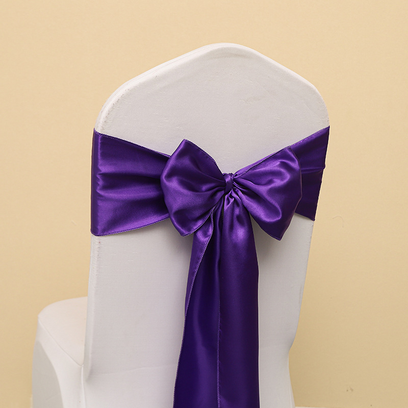 Kėdės uždangalas su kaspinu ir gėlių akcentu vestuvėms, poliesteris, viešbučio stilius