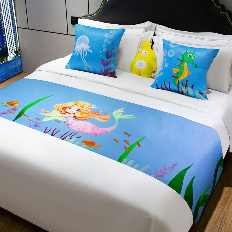 Lova galo dekoratyvinė juosta vaikų kambariui, poliesteris, animacinis raštas, viešbučio stilius