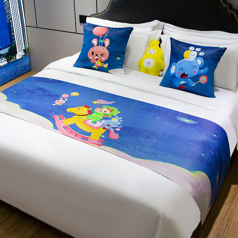 Lova galo dekoratyvinė juosta vaikų kambariui, poliesteris, animacinis raštas, viešbučio stilius