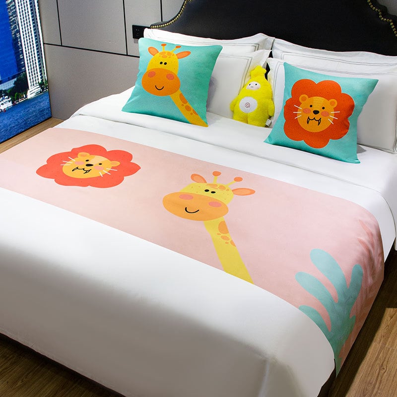 Lova galo dekoratyvinė juosta vaikų kambariui, poliesteris, animacinis raštas, viešbučio stilius