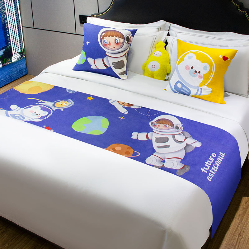 Lova galo dekoratyvinė juosta vaikų kambariui, poliesteris, animacinis raštas, viešbučio stilius