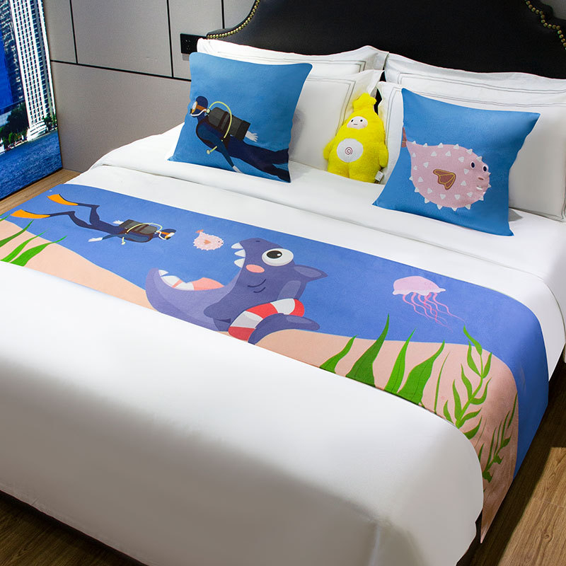 Lova galo dekoratyvinė juosta vaikų kambariui, poliesteris, animacinis raštas, viešbučio stilius