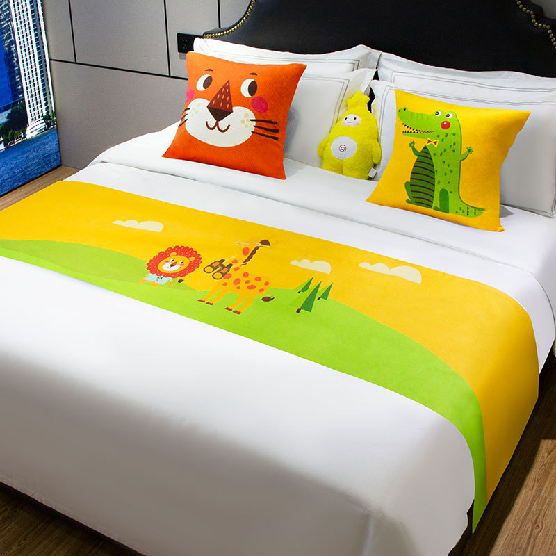 Lova galo dekoratyvinė juosta vaikų kambariui, poliesteris, animacinis raštas, viešbučio stilius