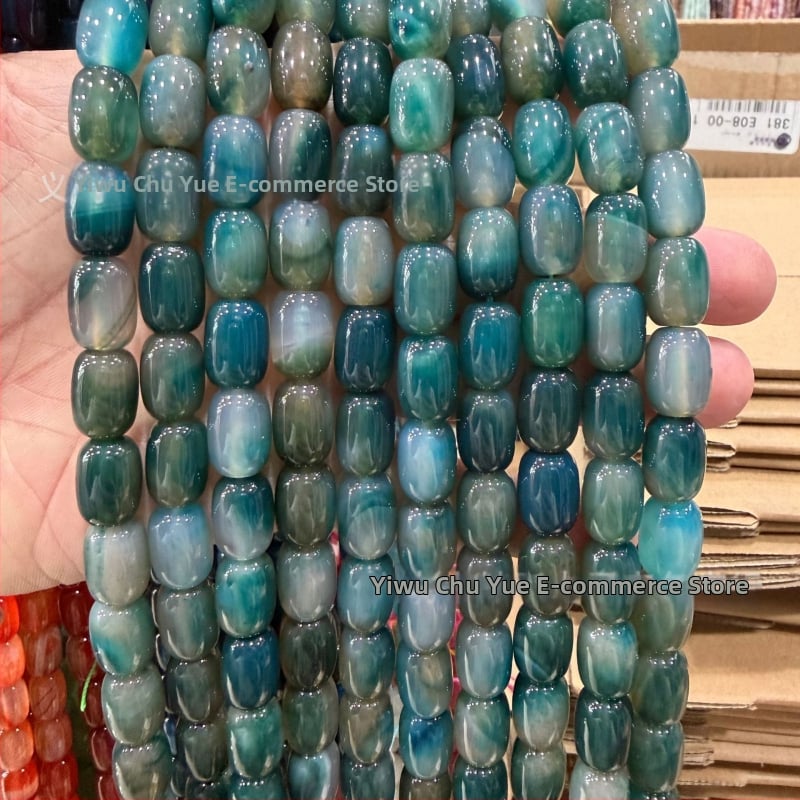 Χάντρες βαρέλι από φυσικό αχάτη με μοτίβο δράκο, ραγισμένη υφή, χειροκίνητη κοπή — εξαρτήματα DIY κοσμήματα