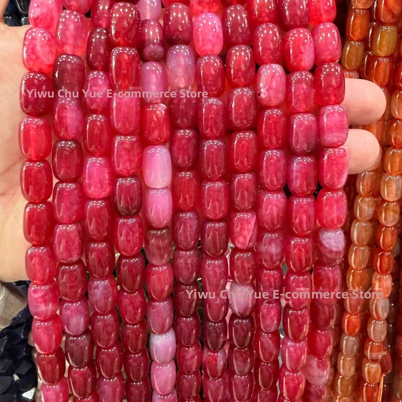 Χάντρες βαρέλι από φυσικό αχάτη με μοτίβο δράκο, ραγισμένη υφή, χειροκίνητη κοπή — εξαρτήματα DIY κοσμήματα