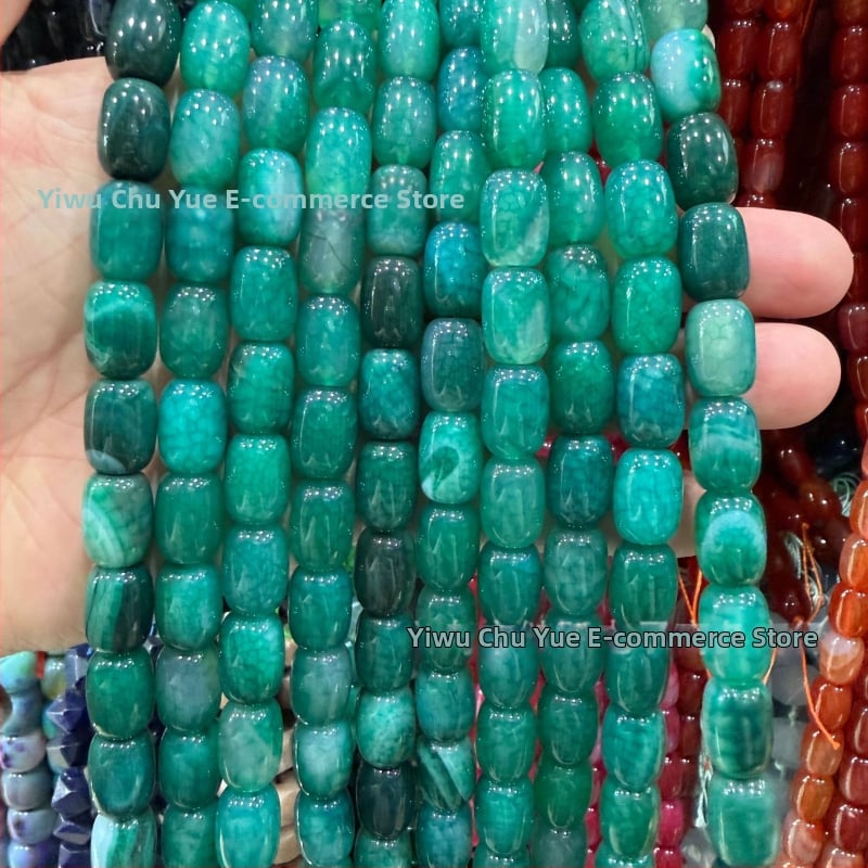 Χάντρες βαρέλι από φυσικό αχάτη με μοτίβο δράκο, ραγισμένη υφή, χειροκίνητη κοπή — εξαρτήματα DIY κοσμήματα