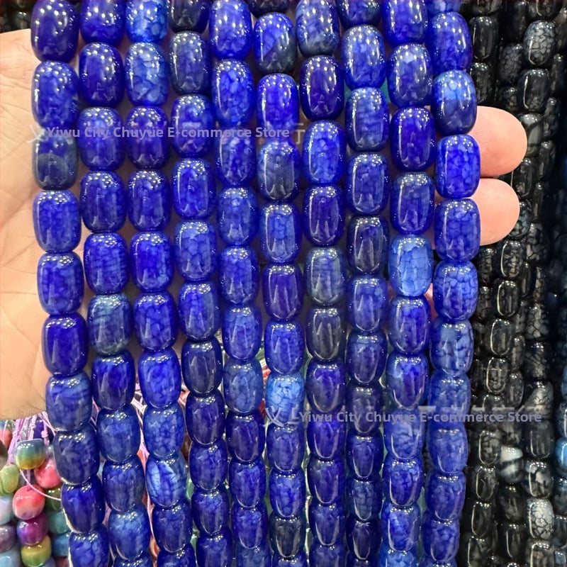 Χάντρες βαρέλι από φυσικό αχάτη με μοτίβο δράκο, ραγισμένη υφή, χειροκίνητη κοπή — εξαρτήματα DIY κοσμήματα