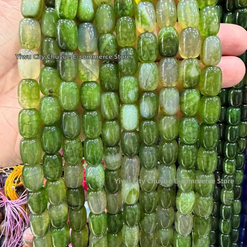 Χάντρες βαρέλι από φυσικό αχάτη με μοτίβο δράκο, ραγισμένη υφή, χειροκίνητη κοπή — εξαρτήματα DIY κοσμήματα