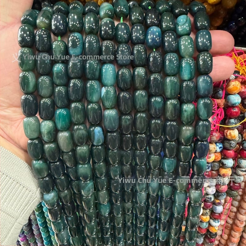 Χάντρες βαρέλι από φυσικό αχάτη με μοτίβο δράκο, ραγισμένη υφή, χειροκίνητη κοπή — εξαρτήματα DIY κοσμήματα