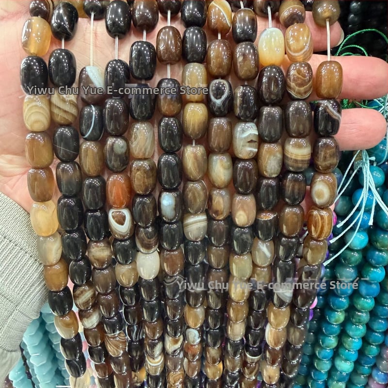 Χάντρες βαρέλι από φυσικό αχάτη με μοτίβο δράκο, ραγισμένη υφή, χειροκίνητη κοπή — εξαρτήματα DIY κοσμήματα