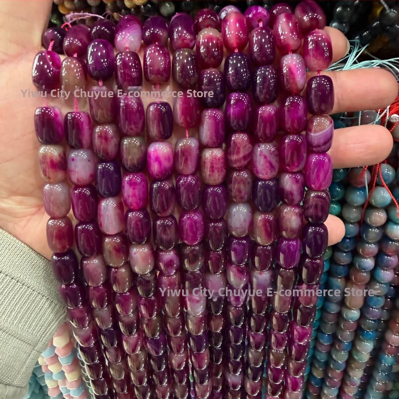 Χάντρες βαρέλι από φυσικό αχάτη με μοτίβο δράκο, ραγισμένη υφή, χειροκίνητη κοπή — εξαρτήματα DIY κοσμήματα