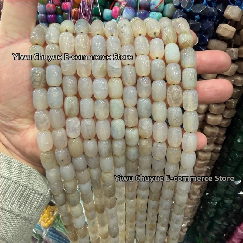 Χάντρες βαρέλι από φυσικό αχάτη με μοτίβο δράκο, ραγισμένη υφή, χειροκίνητη κοπή — εξαρτήματα DIY κοσμήματα