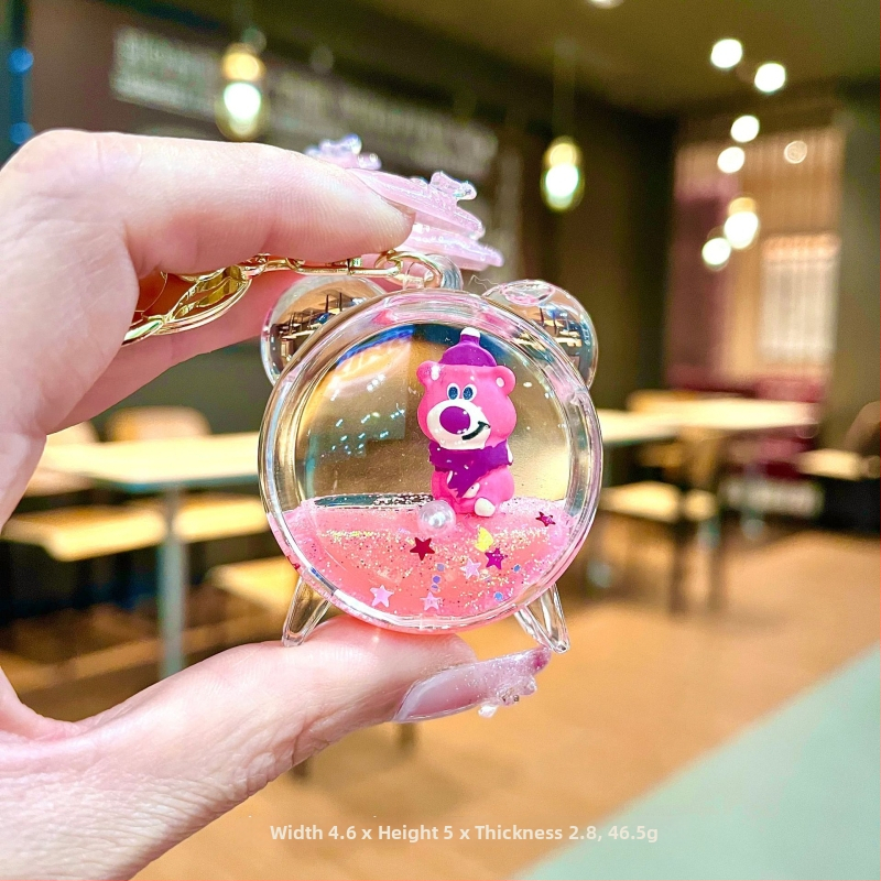 Akrüülne võtmehoidja, multikas stiil, karu motīvā ar maasikatega, quicksand efekts