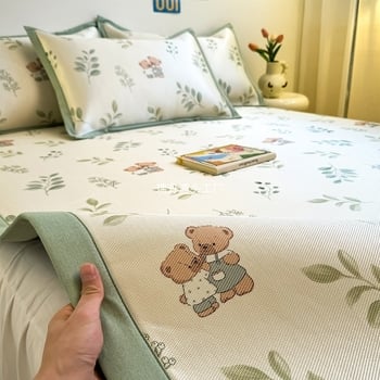 RUIDAN A klasės Ledinio šilko + Rotango kilimėlių rinkinys, sulankstomas Cartoon stilius, Spausdinta audinys, Skalbiama mašinoje