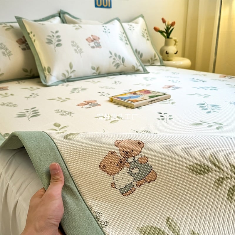 RUIDAN A klasės Ledinio šilko + Rotango kilimėlių rinkinys, sulankstomas Cartoon stilius, Spausdinta audinys, Skalbiama mašinoje