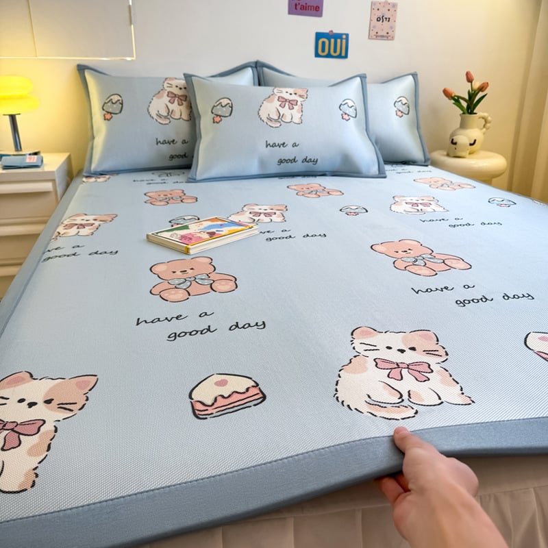 RUIDAN A klasės Ledinio šilko + Rotango kilimėlių rinkinys, sulankstomas Cartoon stilius, Spausdinta audinys, Skalbiama mašinoje