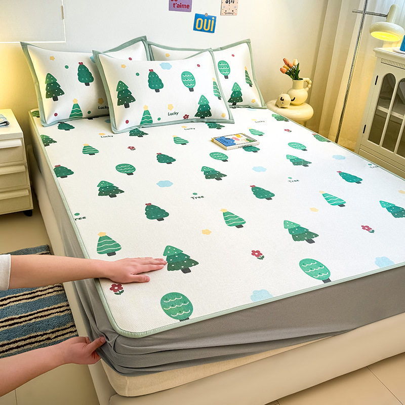 RUIDAN A klasės Ledinio šilko + Rotango kilimėlių rinkinys, sulankstomas Cartoon stilius, Spausdinta audinys, Skalbiama mašinoje