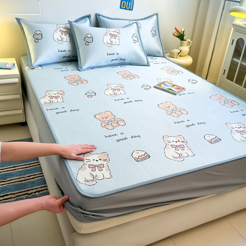 RUIDAN A klasės Ledinio šilko + Rotango kilimėlių rinkinys, sulankstomas Cartoon stilius, Spausdinta audinys, Skalbiama mašinoje