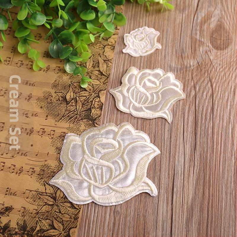 Binyan Rozes Zīmējuma Aplikācijas no Auduma Gultas Veļai un Galda Klājumam – Tekstila Aplikācijas Dziļu Remonts