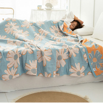 Berenci Puuvillane gauze pleed – 100% puuvill, reaktiivne värvimine, 1.05–1.50 kg, Kevad–Sügis, Lilled muster