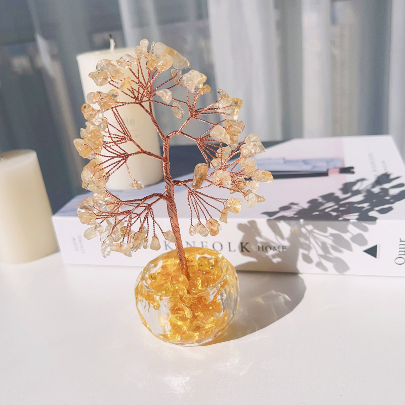 Kristalno drvo novca – stolna dekoracija, materijal Crystal Macadam, kategorija kristalni kamen, stil moderni minimalistički