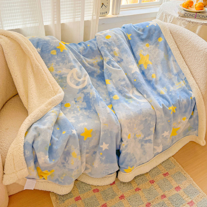 Piimavelluurist tekk tähtedega taevapildi muster, polüester, põhjamaine stiil, kõikide aastaaegade jaoks, kerge, alla 300 g