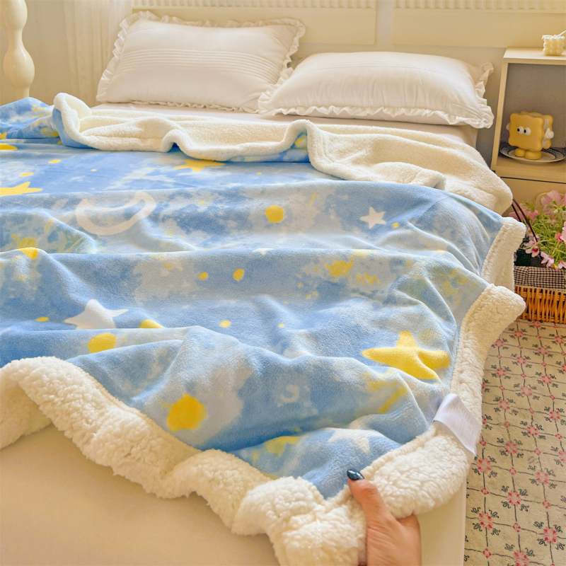 Piimavelluurist tekk tähtedega taevapildi muster, polüester, põhjamaine stiil, kõikide aastaaegade jaoks, kerge, alla 300 g