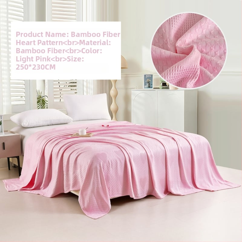 Bambuko pluošto pledas su džakardo raštu, šešialapio dobilo motyvas, šaldantis ledinės šilko audinys, visiems metų laikams