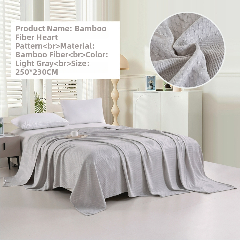 Bambuko pluošto pledas su džakardo raštu, šešialapio dobilo motyvas, šaldantis ledinės šilko audinys, visiems metų laikams