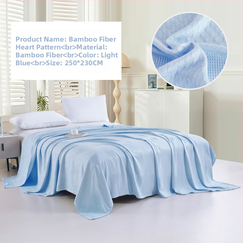 Bambuko pluošto pledas su džakardo raštu, šešialapio dobilo motyvas, šaldantis ledinės šilko audinys, visiems metų laikams