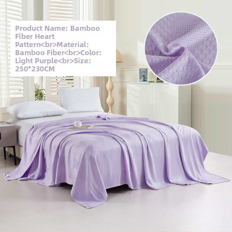 Bambuko pluošto pledas su džakardo raštu, šešialapio dobilo motyvas, šaldantis ledinės šilko audinys, visiems metų laikams