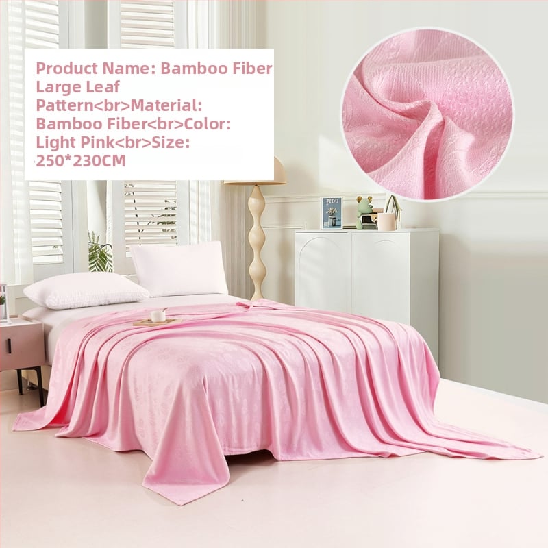 Bambuko pluošto pledas su džakardo raštu, šešialapio dobilo motyvas, šaldantis ledinės šilko audinys, visiems metų laikams