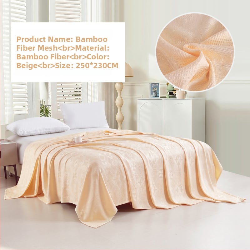 Bambuko pluošto pledas su džakardo raštu, šešialapio dobilo motyvas, šaldantis ledinės šilko audinys, visiems metų laikams