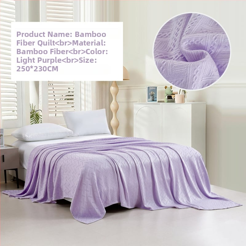 Bambuko pluošto pledas su džakardo raštu, šešialapio dobilo motyvas, šaldantis ledinės šilko audinys, visiems metų laikams