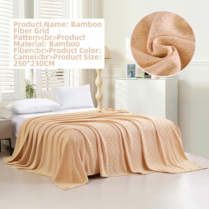 Bambuko pluošto pledas su džakardo raštu, šešialapio dobilo motyvas, šaldantis ledinės šilko audinys, visiems metų laikams