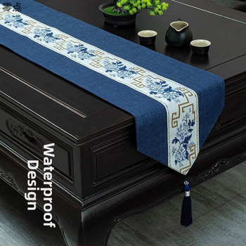 Stolnjak za čajni stol, vodootporan, moderni minimalistički stil, uzorak krajolik i cvijeće