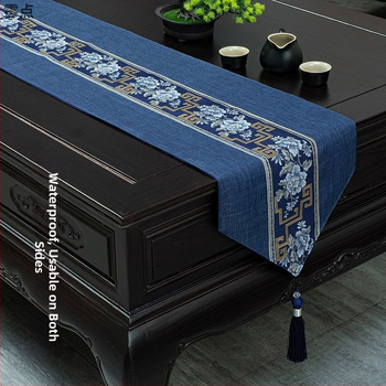 Stolnjak za čajni stol, vodootporan, moderni minimalistički stil, uzorak krajolik i cvijeće