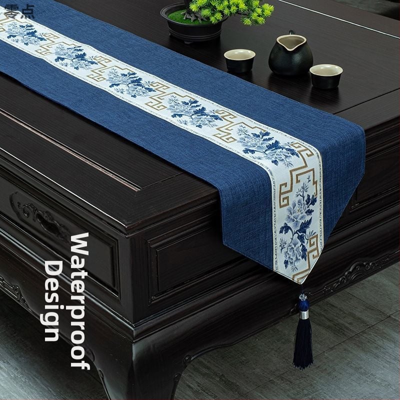 Stolnjak za čajni stol, vodootporan, moderni minimalistički stil, uzorak krajolik i cvijeće