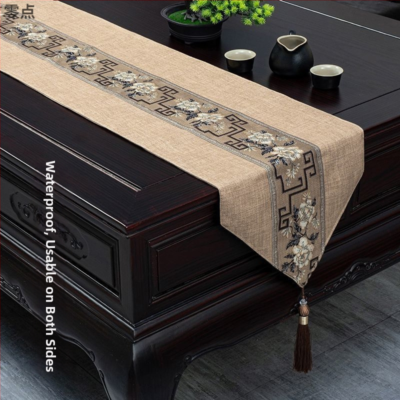 Stolnjak za čajni stol, vodootporan, moderni minimalistički stil, uzorak krajolik i cvijeće
