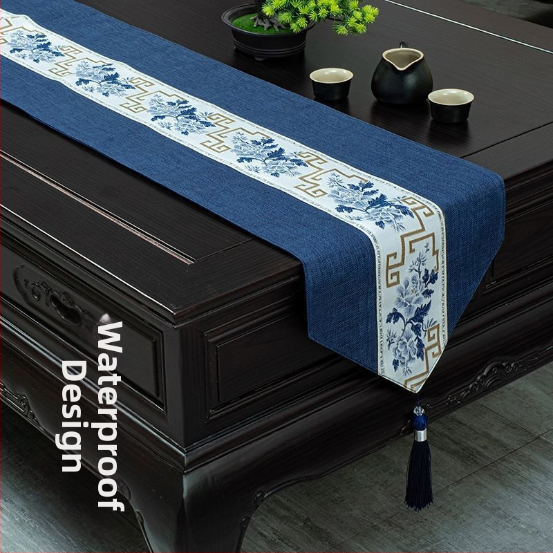 Stolnjak za čajni stol, vodootporan, moderni minimalistički stil, uzorak krajolik i cvijeće