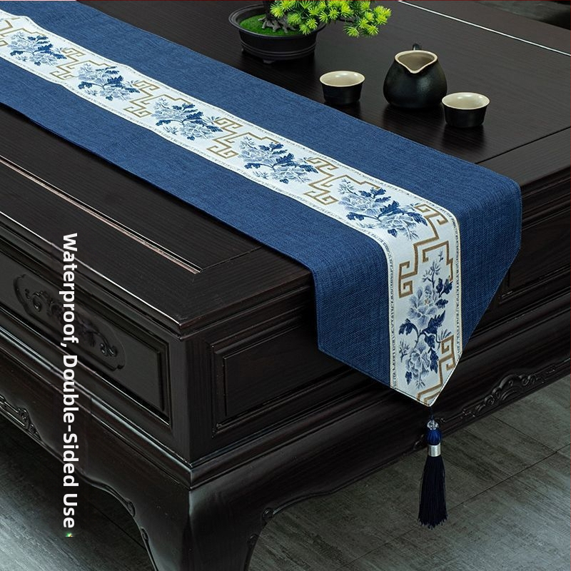 Stolnjak za čajni stol, vodootporan, moderni minimalistički stil, uzorak krajolik i cvijeće