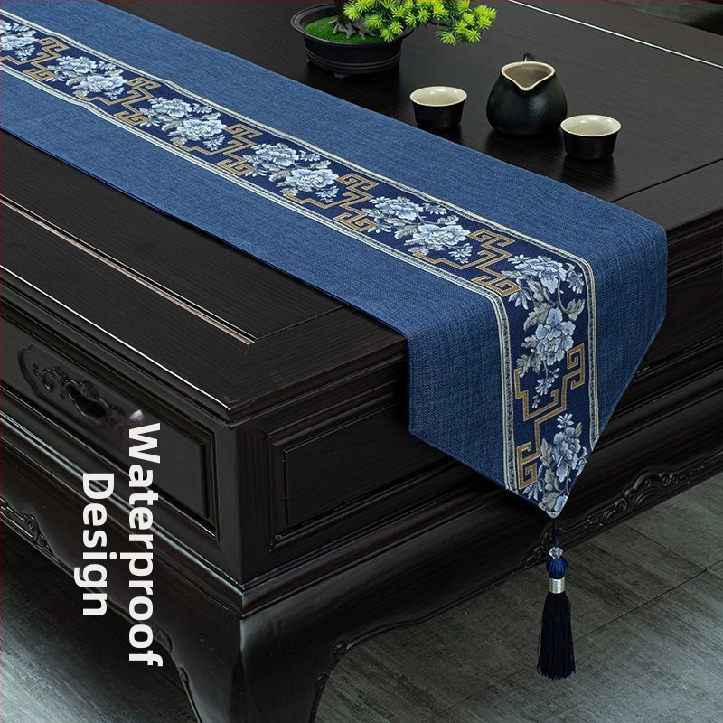 Stolnjak za čajni stol, vodootporan, moderni minimalistički stil, uzorak krajolik i cvijeće
