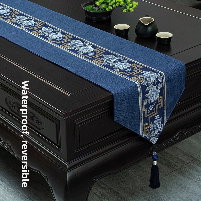 Stolnjak za čajni stol, vodootporan, moderni minimalistički stil, uzorak krajolik i cvijeće