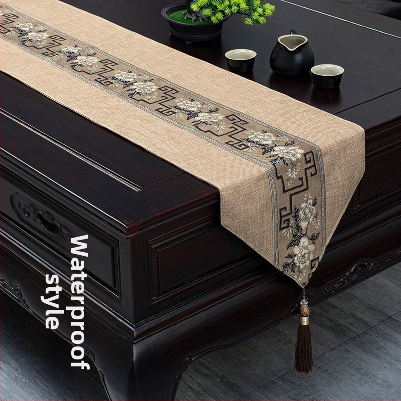 Stolnjak za čajni stol, vodootporan, moderni minimalistički stil, uzorak krajolik i cvijeće