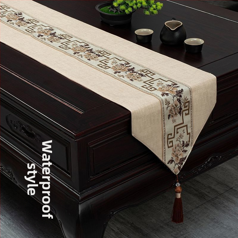 Stolnjak za čajni stol, vodootporan, moderni minimalistički stil, uzorak krajolik i cvijeće