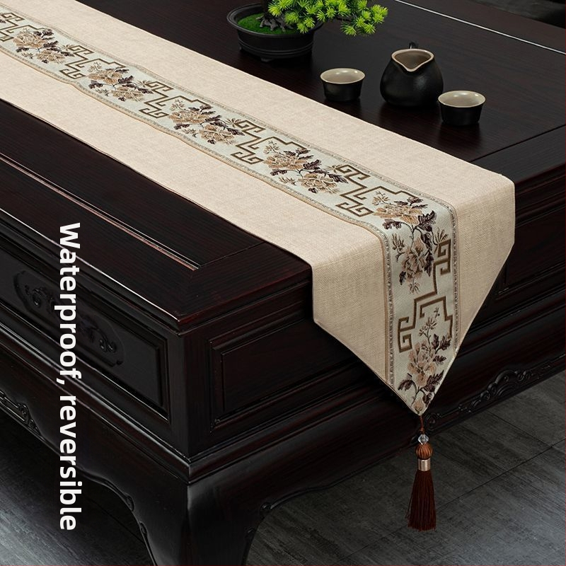 Stolnjak za čajni stol, vodootporan, moderni minimalistički stil, uzorak krajolik i cvijeće