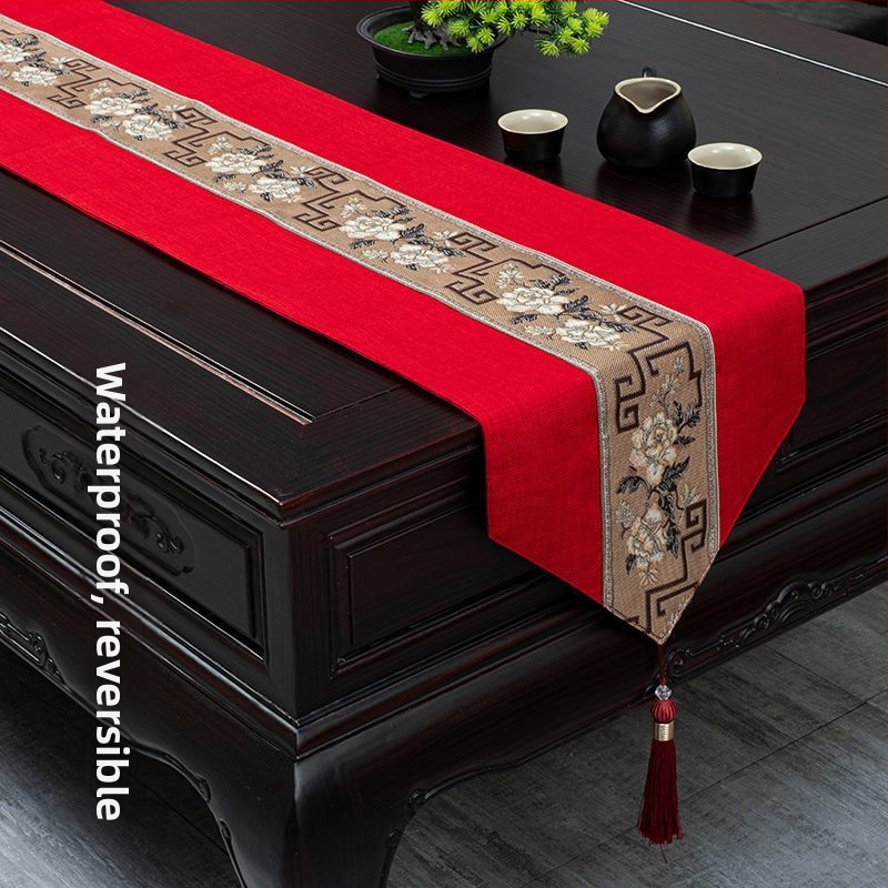 Stolnjak za čajni stol, vodootporan, moderni minimalistički stil, uzorak krajolik i cvijeće